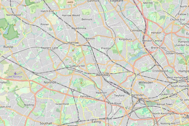 Map of Wembley and the surrounding area